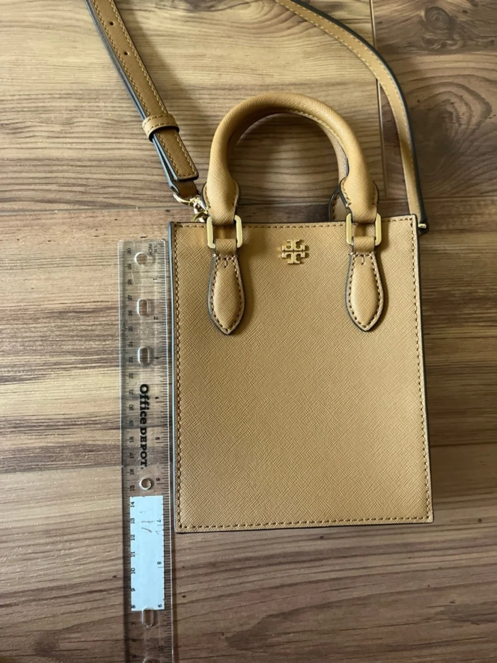 Tory Burch Emerson Tan Cardamom Mini Shopper Tote Crossbody Purse